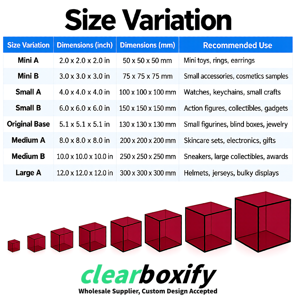 Burgundy Clear Acrylic Square Boxes With Lid 5x5x5 inch Anti Dust Durable Storage Box Burgundy Clear Acrylic Square Boxes With Lid 5x5x5 inch Anti Dust Durable Storage Box