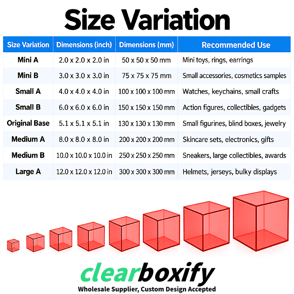 Coral Clear Acrylic Square Boxes With Lid 5x5x5 inch Anti Dust Durable Storage Box