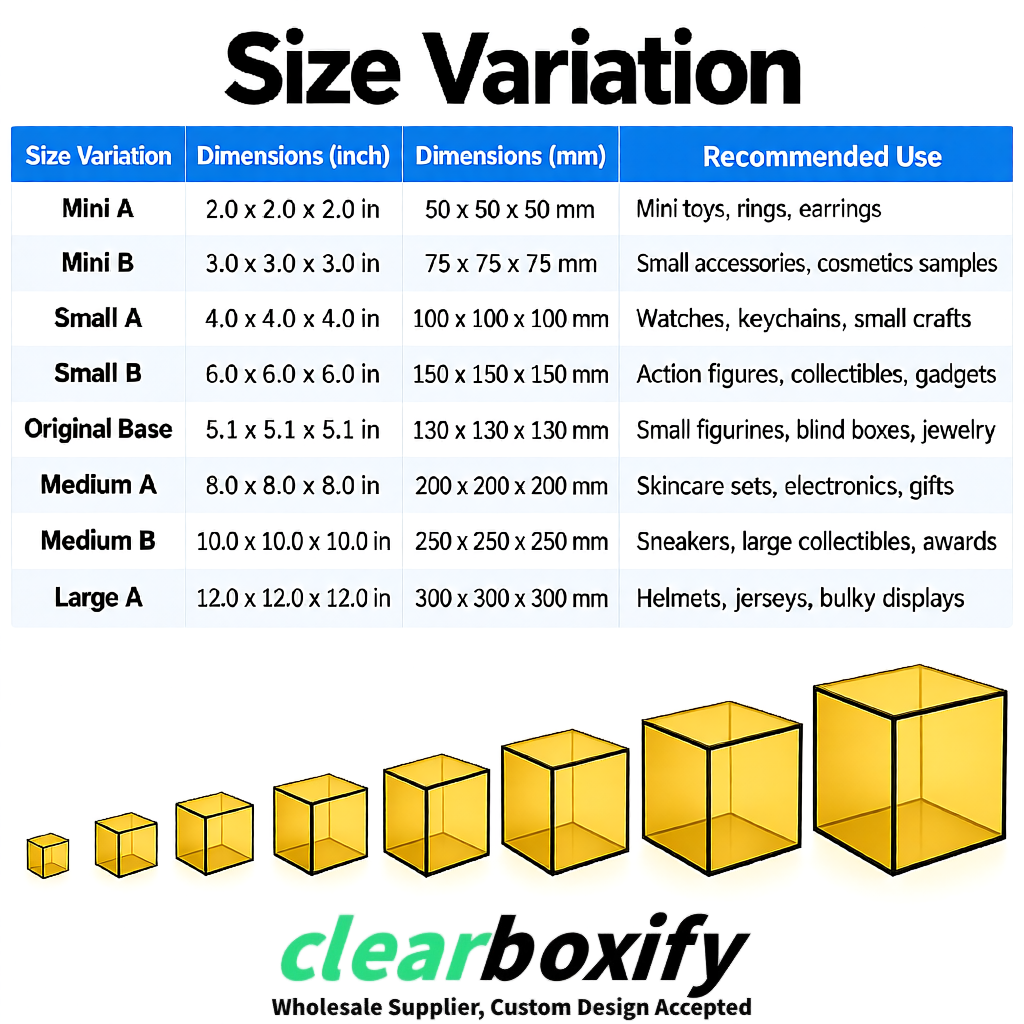 Gold Clear Acrylic Square Boxes With Lid 5x5x5 inch Anti Dust Durable Storage Box Gold Clear Acrylic Square Boxes With Lid 5x5x5 inch Anti Dust Durable Storage Box