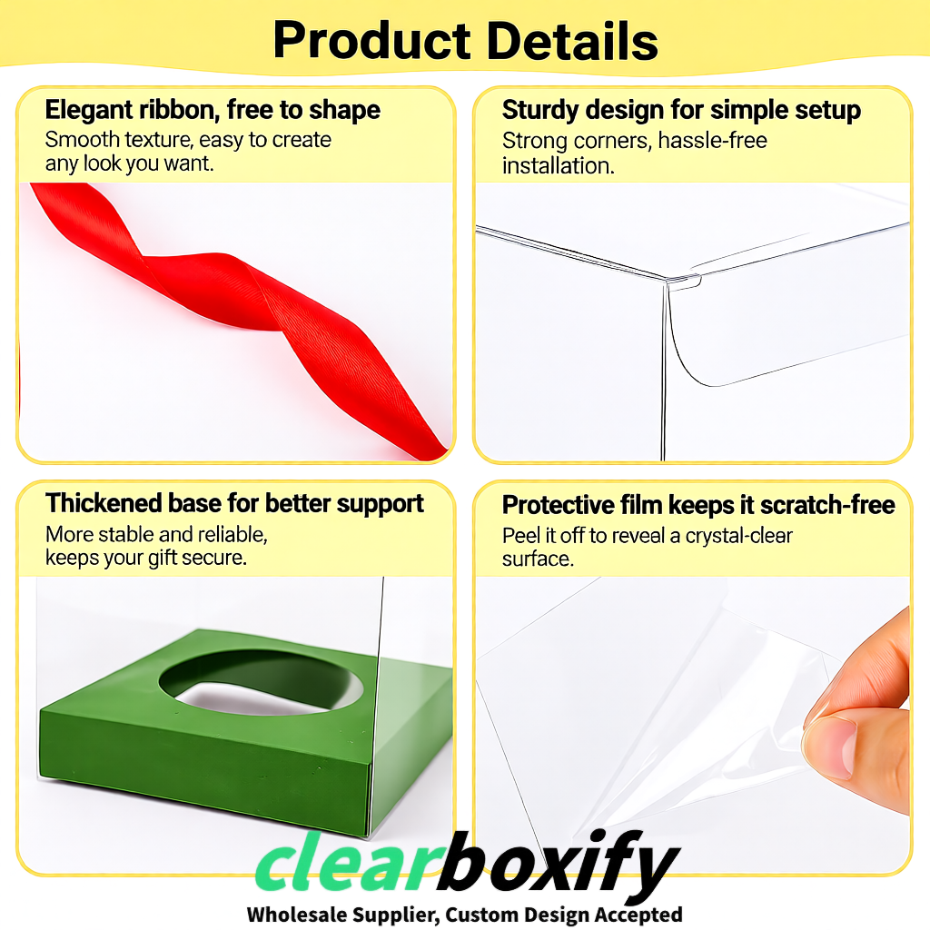 Clear Individual Cupcake Boxes with Matcha Green Base Square 3.5 inch Plastic Cupcake Carrier with Ribbon Clear Individual Cupcake Boxes with Matcha Green Base Square 3.5 inch Plastic Cupcake Carrier with Ribbon