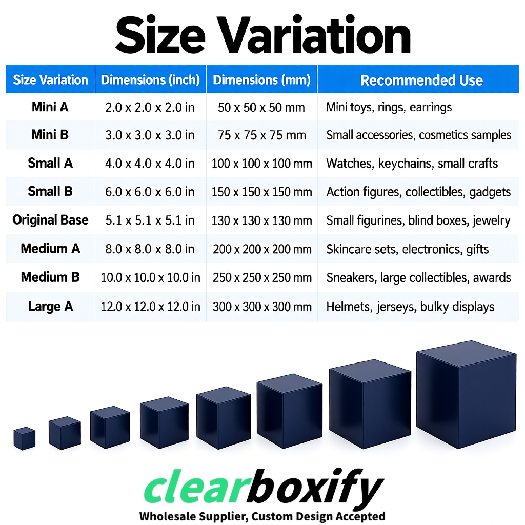 Navy Blue Clear Acrylic Square Boxes With Lid 5x5x5 inch Anti Dust Durable Storage Box Navy Blue Clear Acrylic Square Boxes With Lid 5x5x5 inch Anti Dust Durable Storage Box