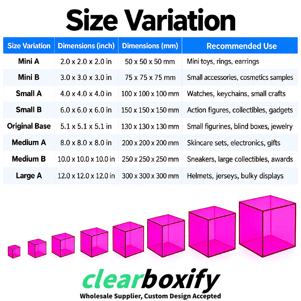 Neon Pink Clear Acrylic Square Boxes With Lid 5x5x5 inch Anti Dust Durable Storage Box Neon Pink Clear Acrylic Square Boxes With Lid 5x5x5 inch Anti Dust Durable Storage Box