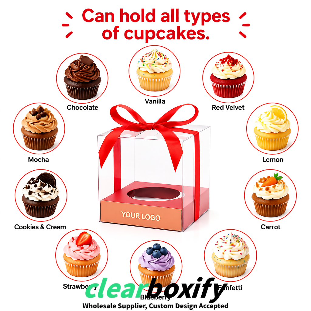 Clear Individual Cupcake Boxes with Rose Gold Base Square 3.5 inch Plastic Cupcake Carrier with Ribbon Clear Individual Cupcake Boxes with Rose Gold Base Square 3.5 inch Plastic Cupcake Carrier with Ribbon