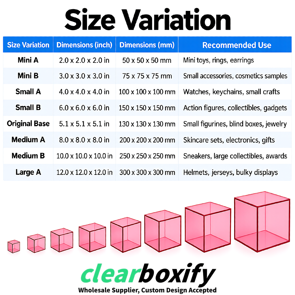 Rose Pink Clear Acrylic Square Boxes With Lid 5x5x5 inch Anti Dust Durable Storage Box