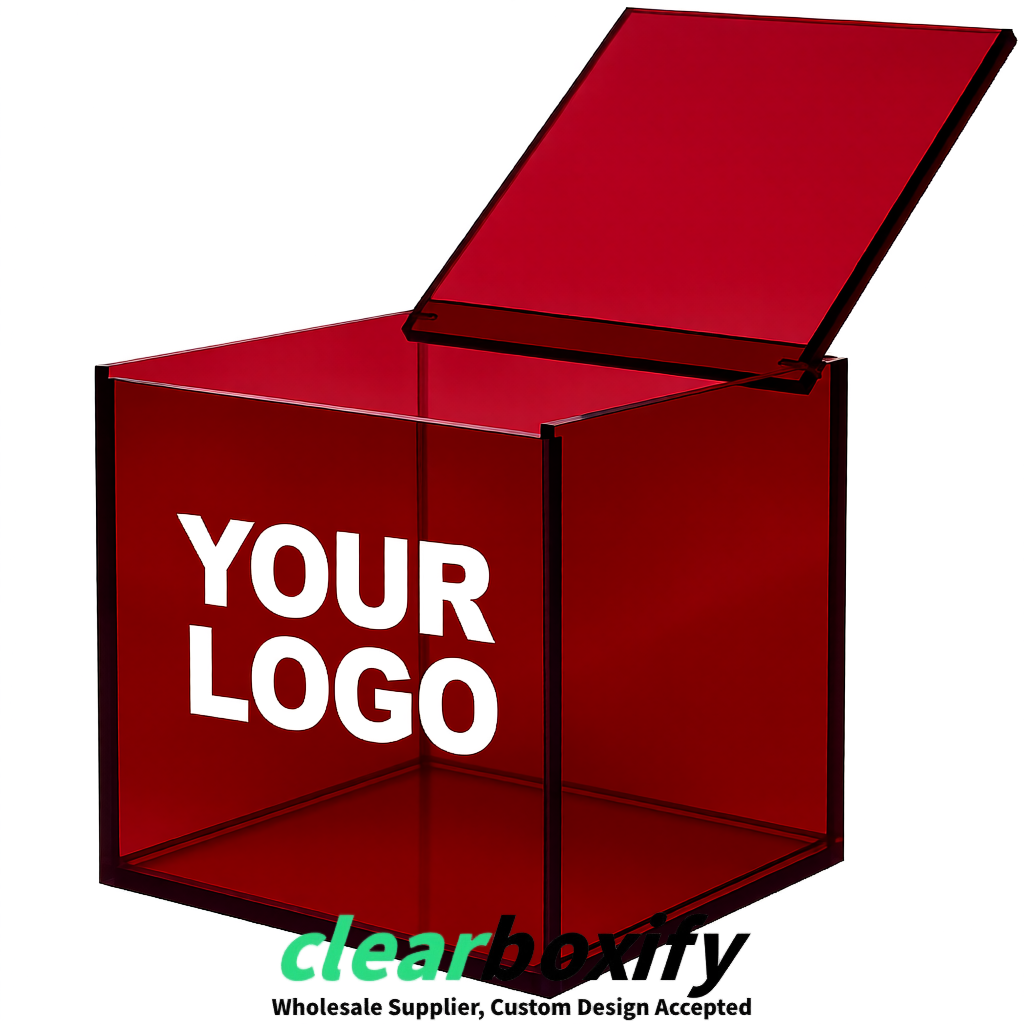 Scarlet Clear Acrylic Square Boxes With Lid 5x5x5 inch Anti Dust Durable Storage Box