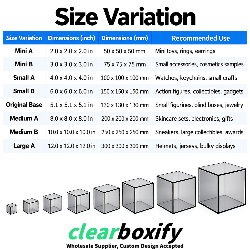 Silver Clear Acrylic Square Boxes With Lid 5x5x5 inch Anti Dust Durable Storage Box