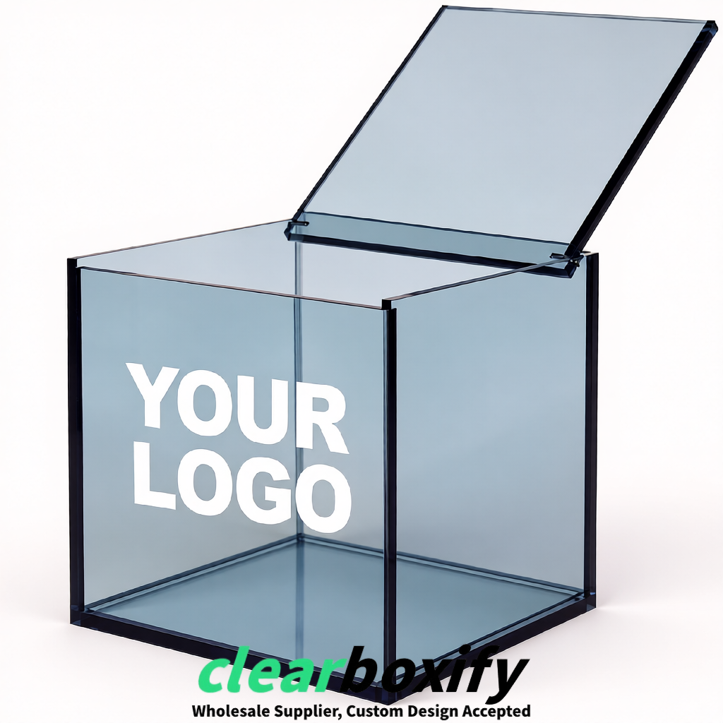 Transparent Clear Acrylic Square Boxes With Lid 5x5x5 inch Anti Dust Durable Storage Box