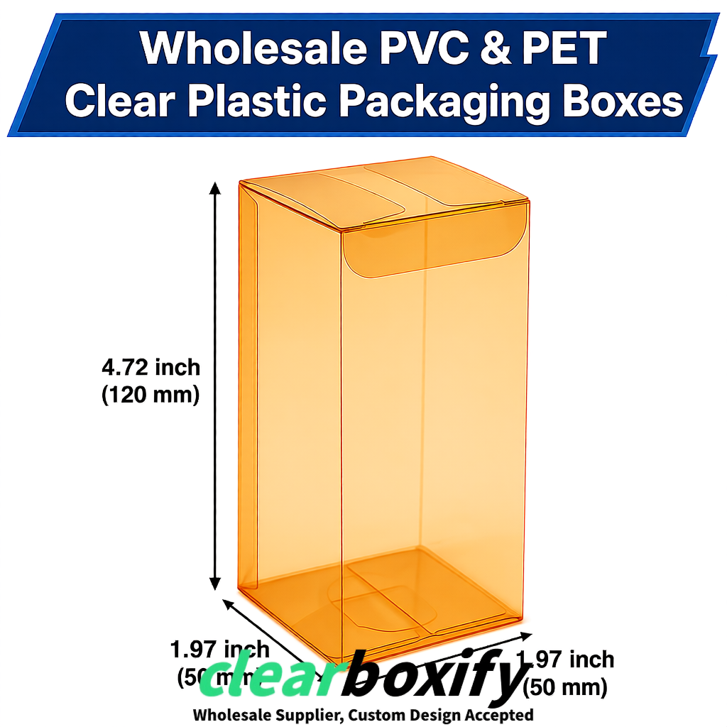 Amber Wholesale Clear PVC & PET Boxes 50x50x120/150/200mm 60x60x60/120 mm