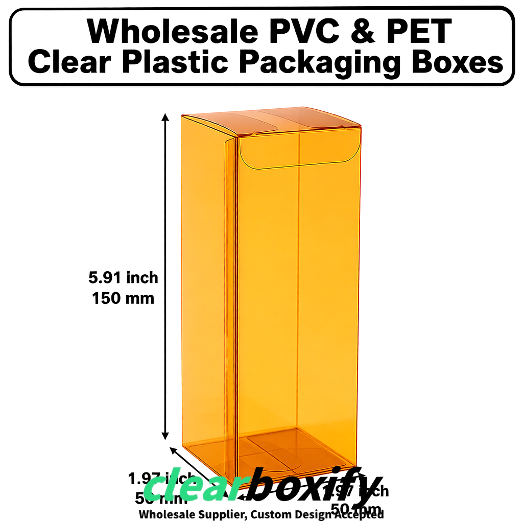 Amber Wholesale Clear PVC & PET Boxes 50x50x120/150/200mm 60x60x60/120 mm