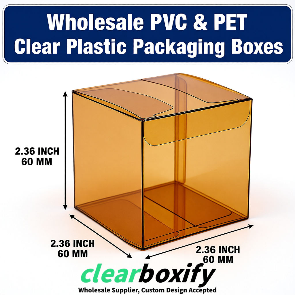 Amber Wholesale Clear PVC & PET Boxes 50x50x120/150/200mm 60x60x60/120 mm