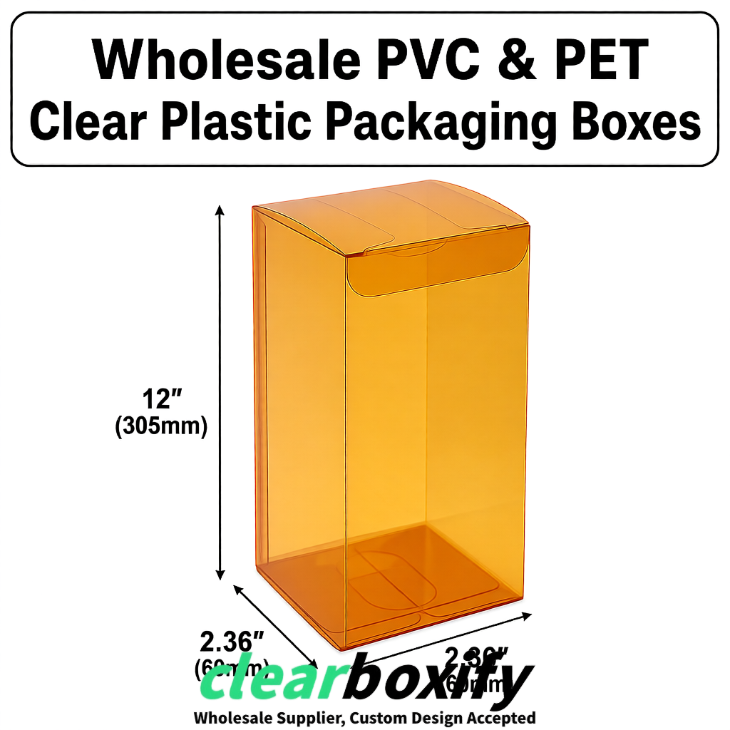 Amber Wholesale Clear PVC & PET Boxes 50x50x120/150/200mm 60x60x60/120 mm