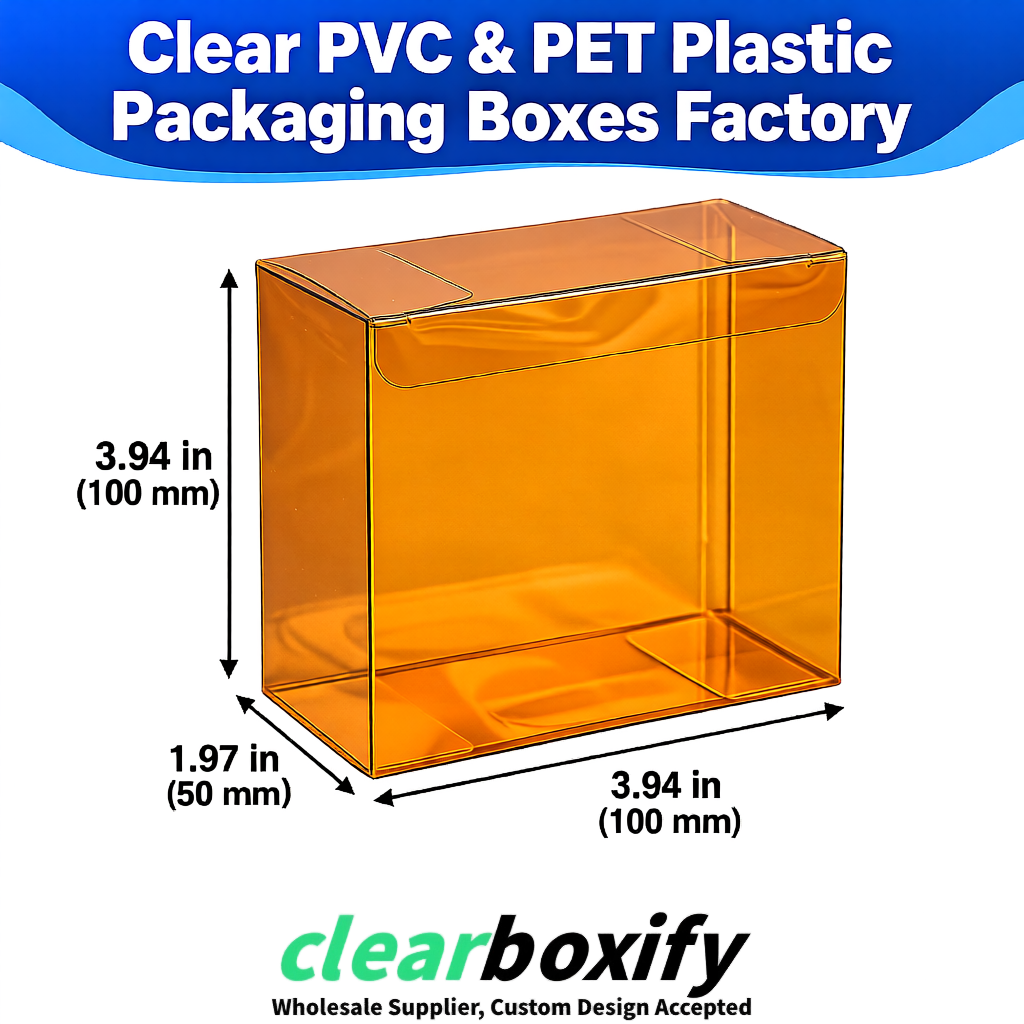 Wholesale Amber Clear PVC & PET Boxes 90x90x90mm 100x100x30/50/100mm