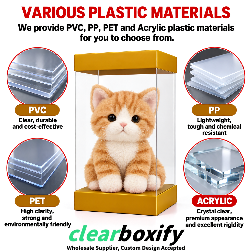 Amber Clear Toy Display Boxes with White Base & Top | Wholesale Bulk Packaging