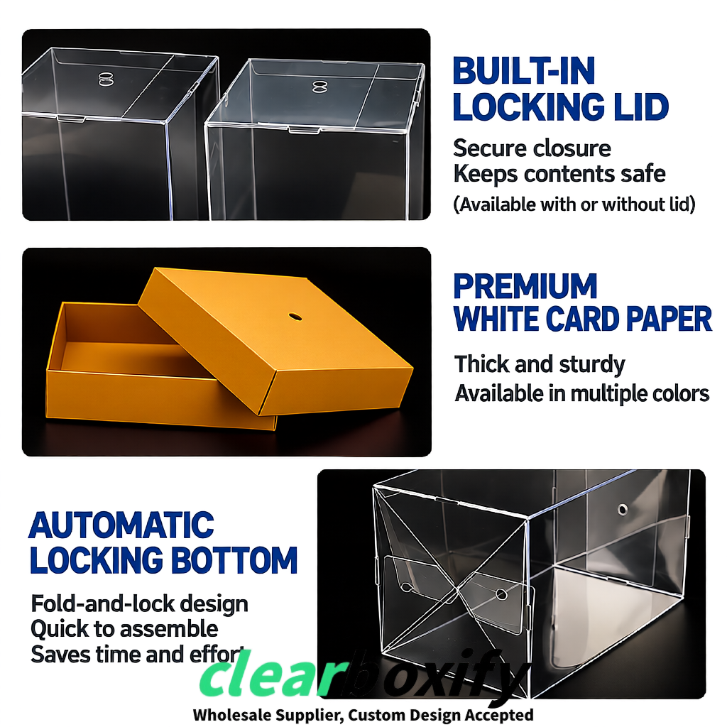 Amber Clear Toy Display Boxes with White Base & Top | Wholesale Bulk Packaging