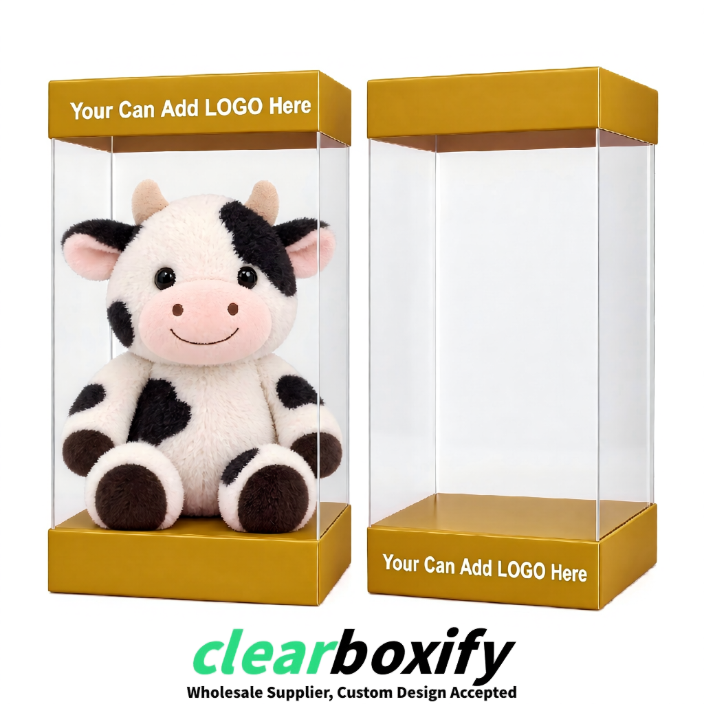 Amber Clear Toy Display Boxes with White Base & Top | Wholesale Bulk Packaging