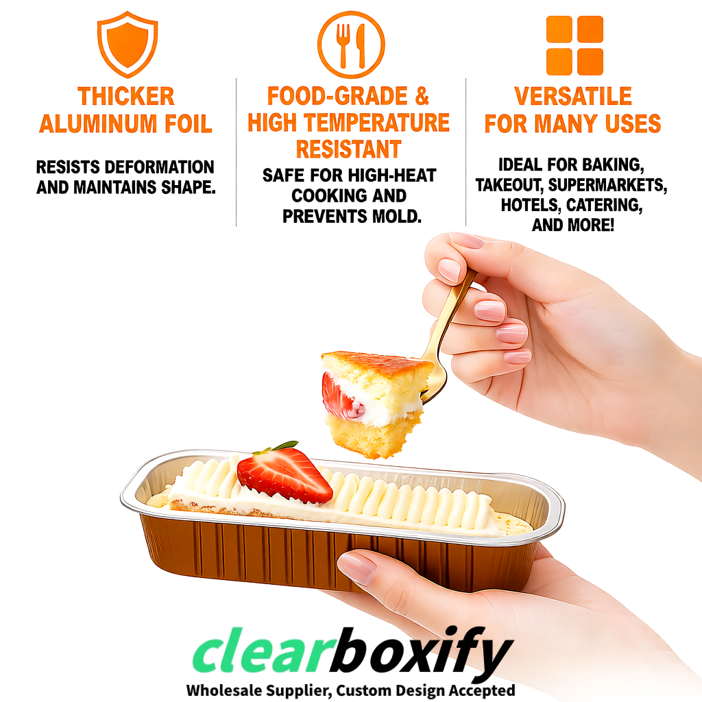 Amber Mini Loaf Pans with Clear Lids 6.8oz Rectangular Aluminum Foil Baking Pans Supplier