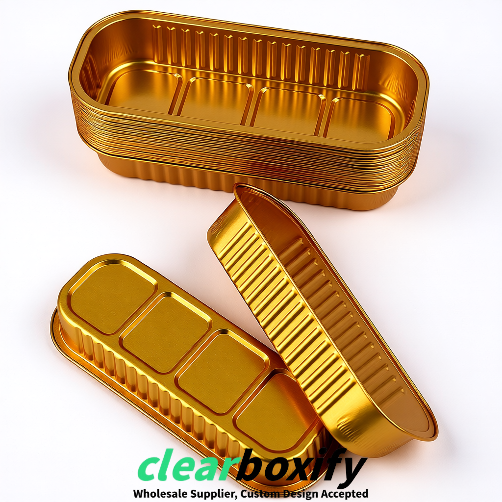 Amber Mini Loaf Pans with Clear Lids 6.8oz Rectangular Aluminum Foil Baking Pans Supplier