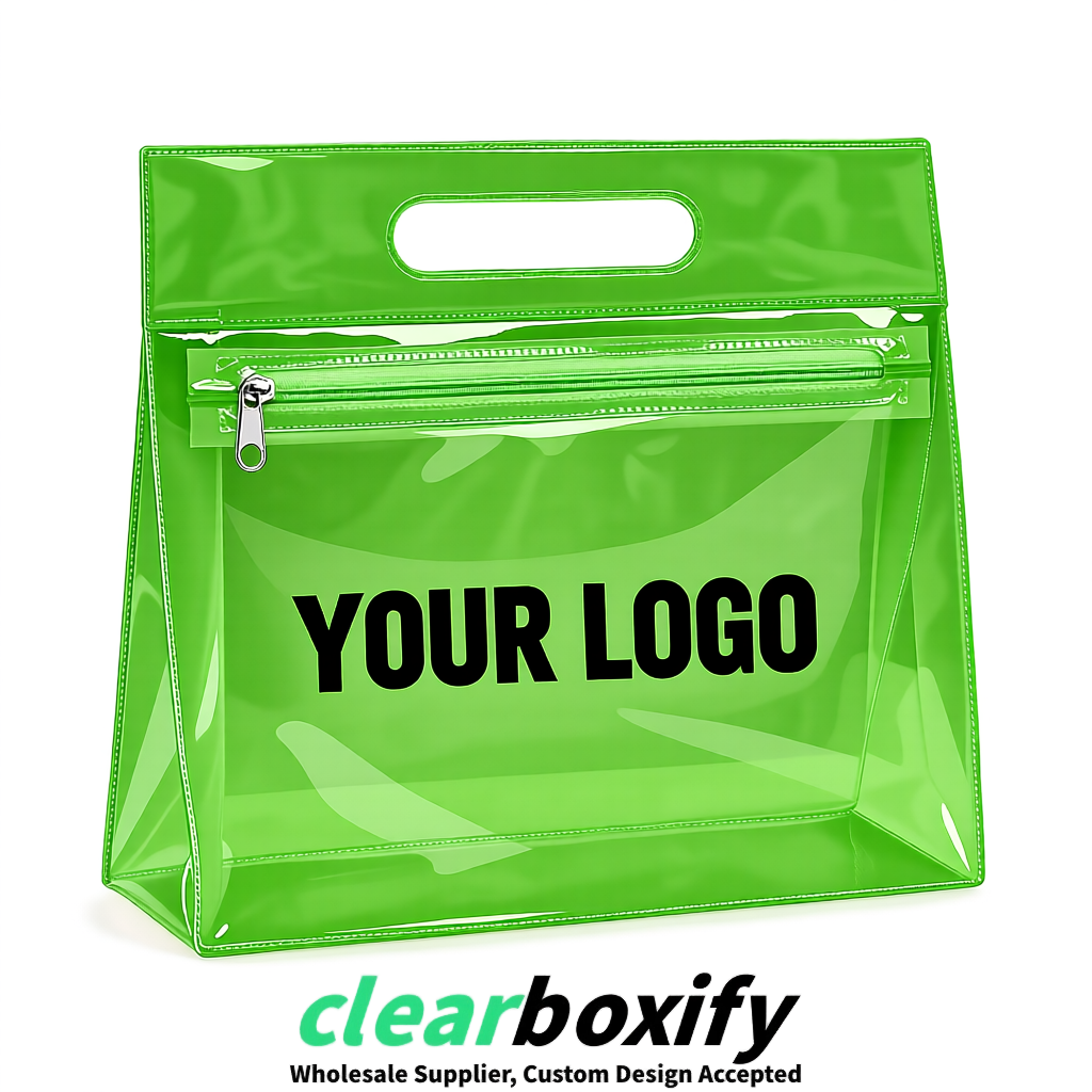 Avocado Green EVA/PVC Cosmetic Bags | OEM/ODM Clear Zipper Makeup Pouches