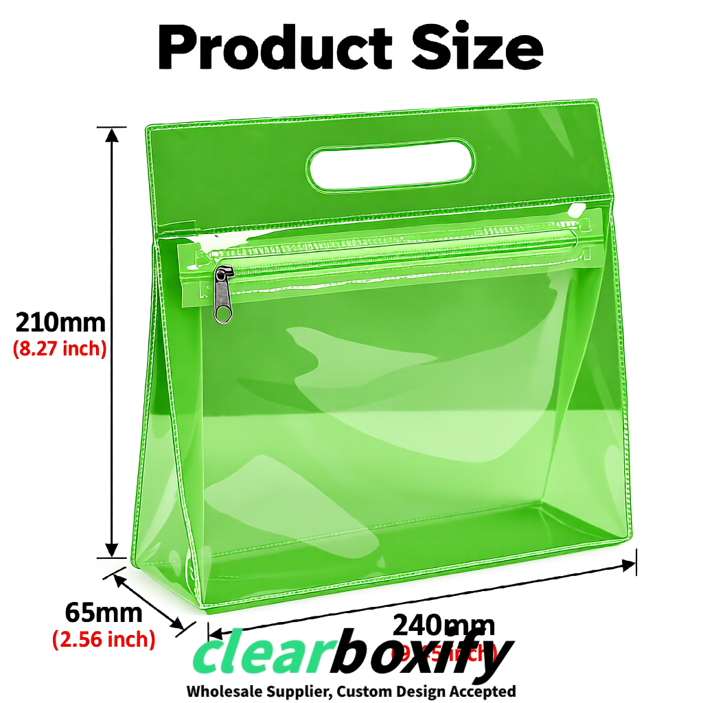 Avocado Green EVA/PVC Cosmetic Bags | OEM/ODM Clear Zipper Makeup Pouches