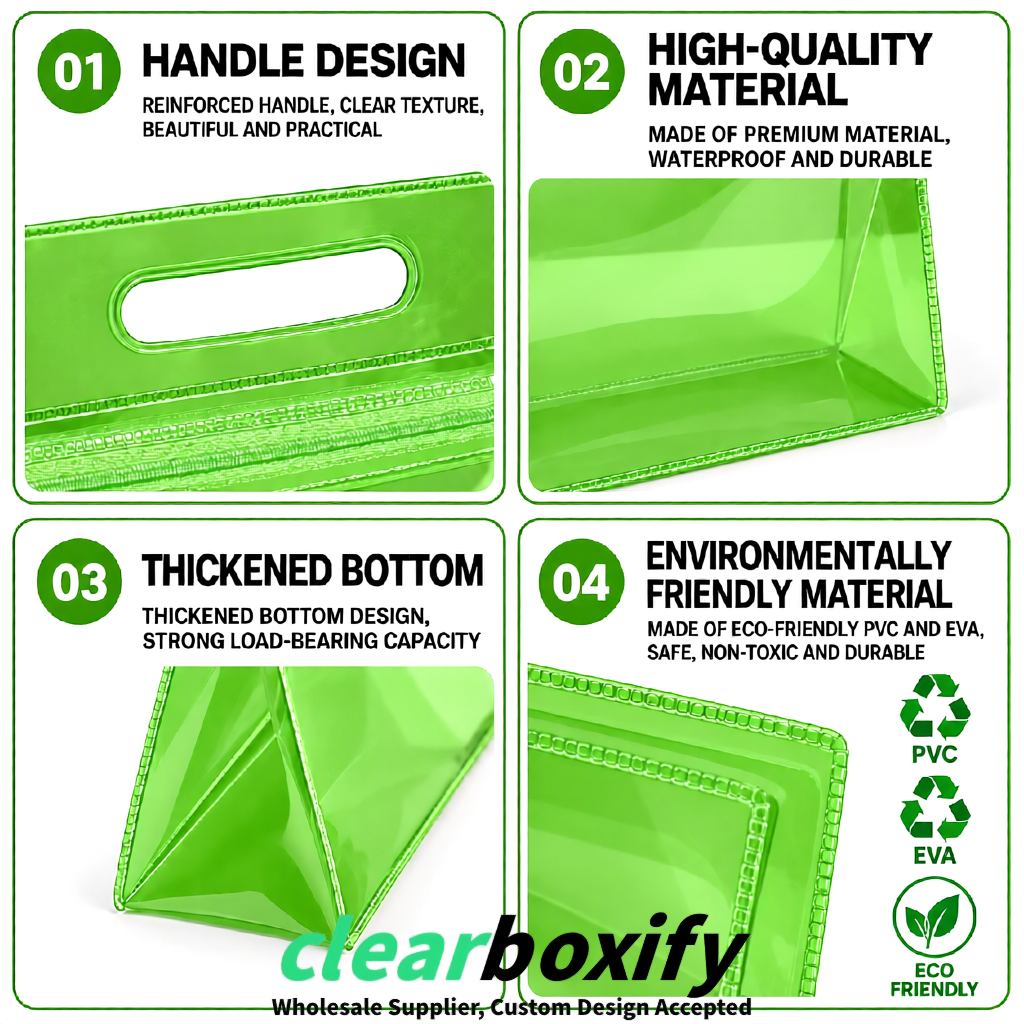 Avocado Green EVA/PVC Cosmetic Bags | OEM/ODM Clear Zipper Makeup Pouches