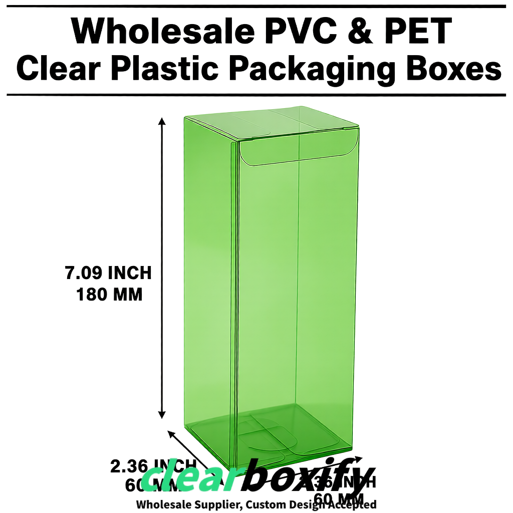 PPWR-Aligned Avocado Green Translucent PVC & PET Boxes 60x60x180mm 76x76x76mm 70x70x70/100/120mm