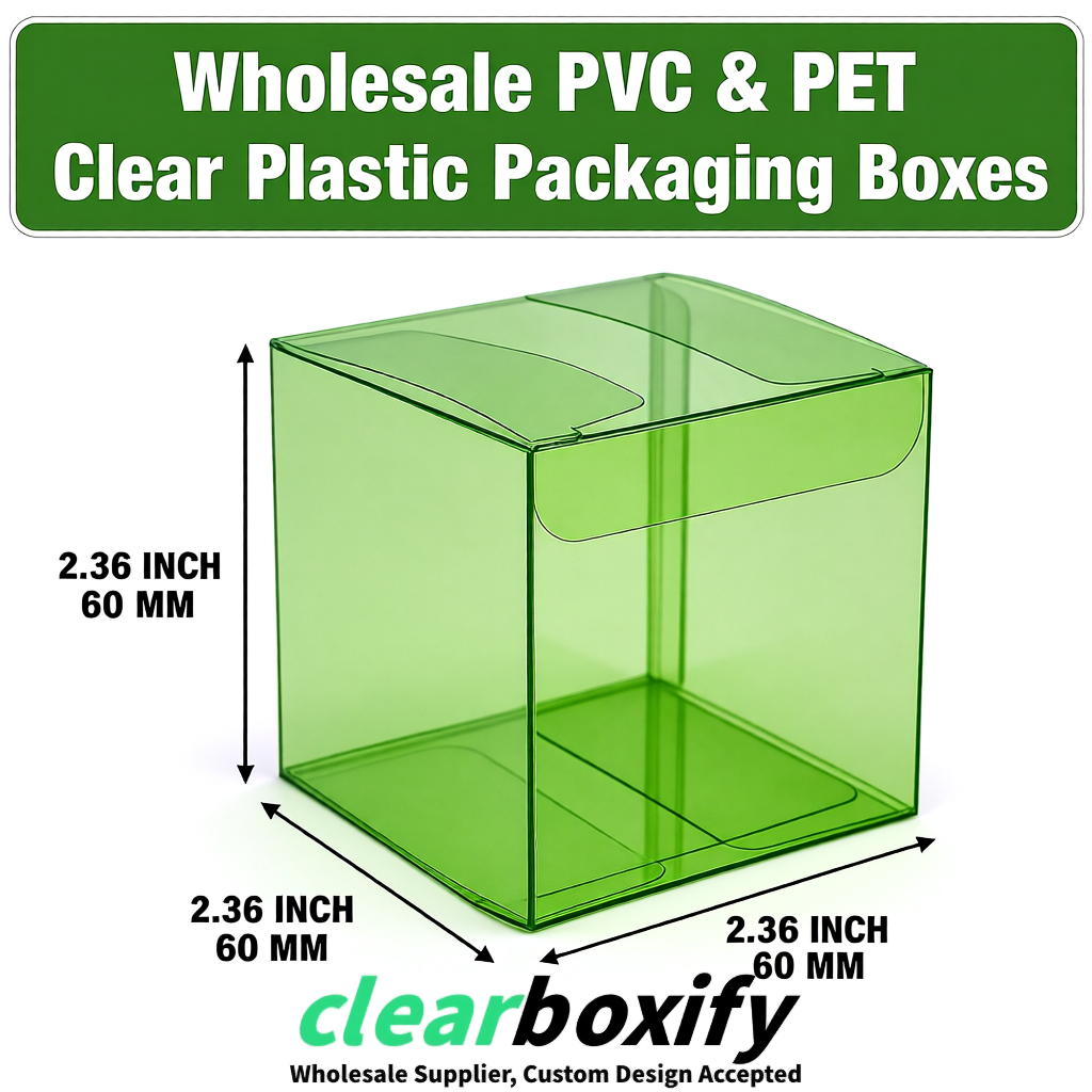 Avocado Green Wholesale Clear PVC & PET Boxes 50x50x120/150/200mm 60x60x60/120 mm