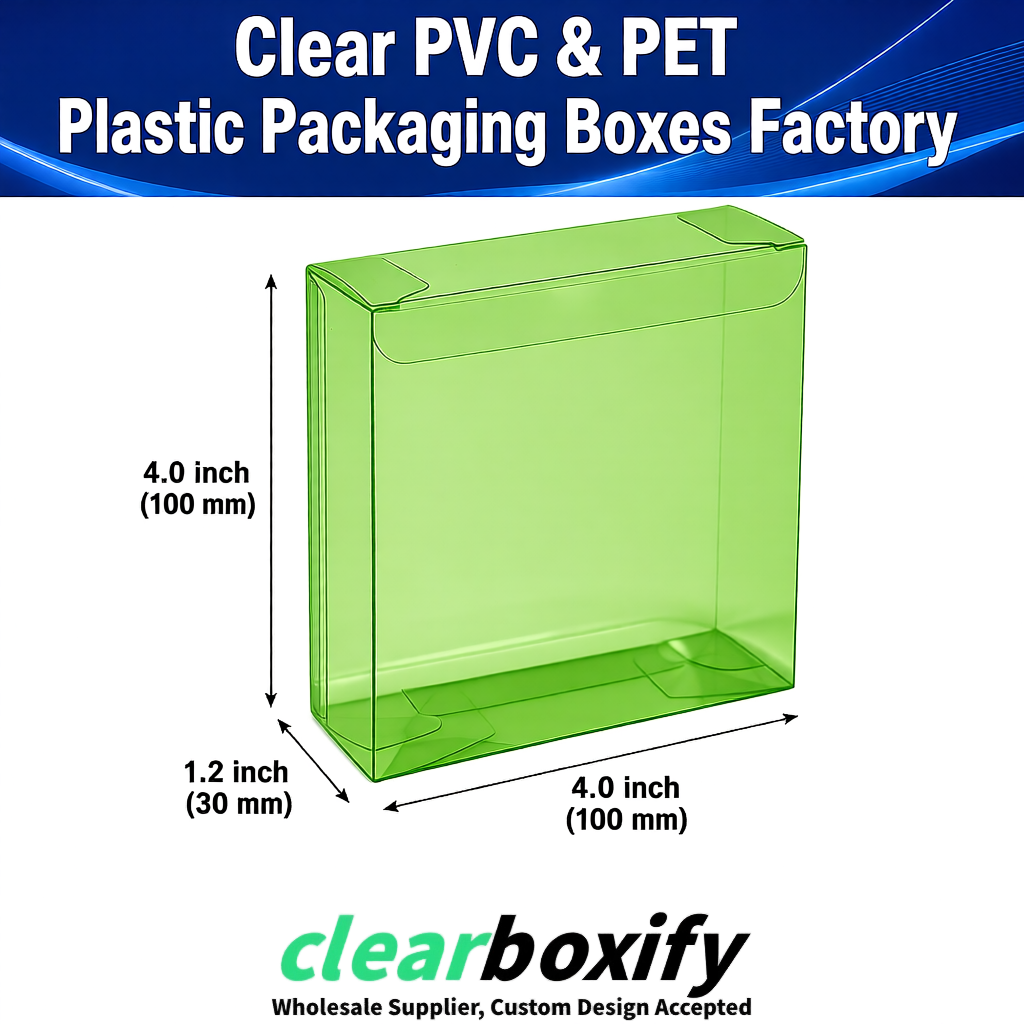 Wholesale Avocado Green Clear PVC & PET Boxes 90x90x90mm 100x100x30/50/100mm