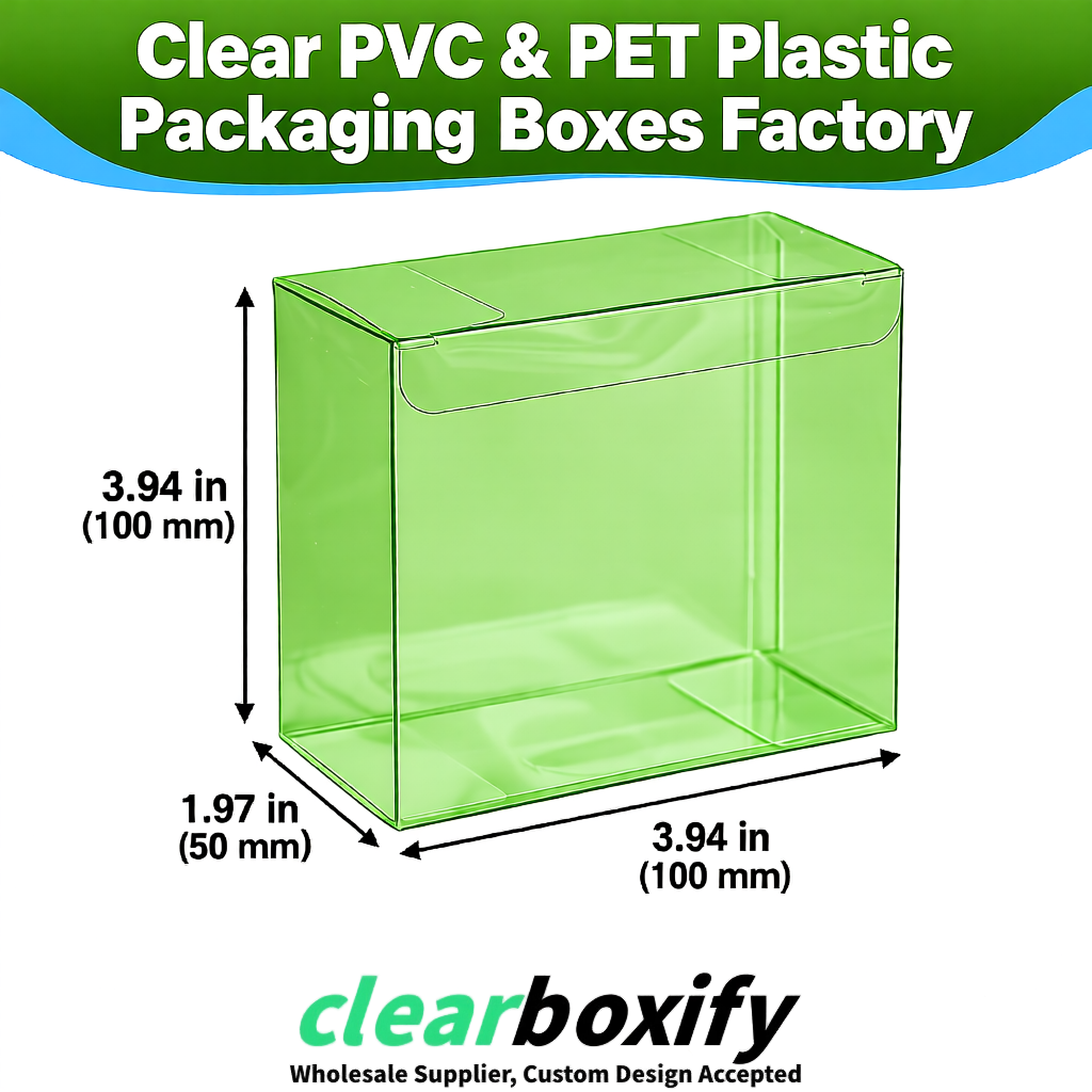 Wholesale Avocado Green Clear PVC & PET Boxes 90x90x90mm 100x100x30/50/100mm