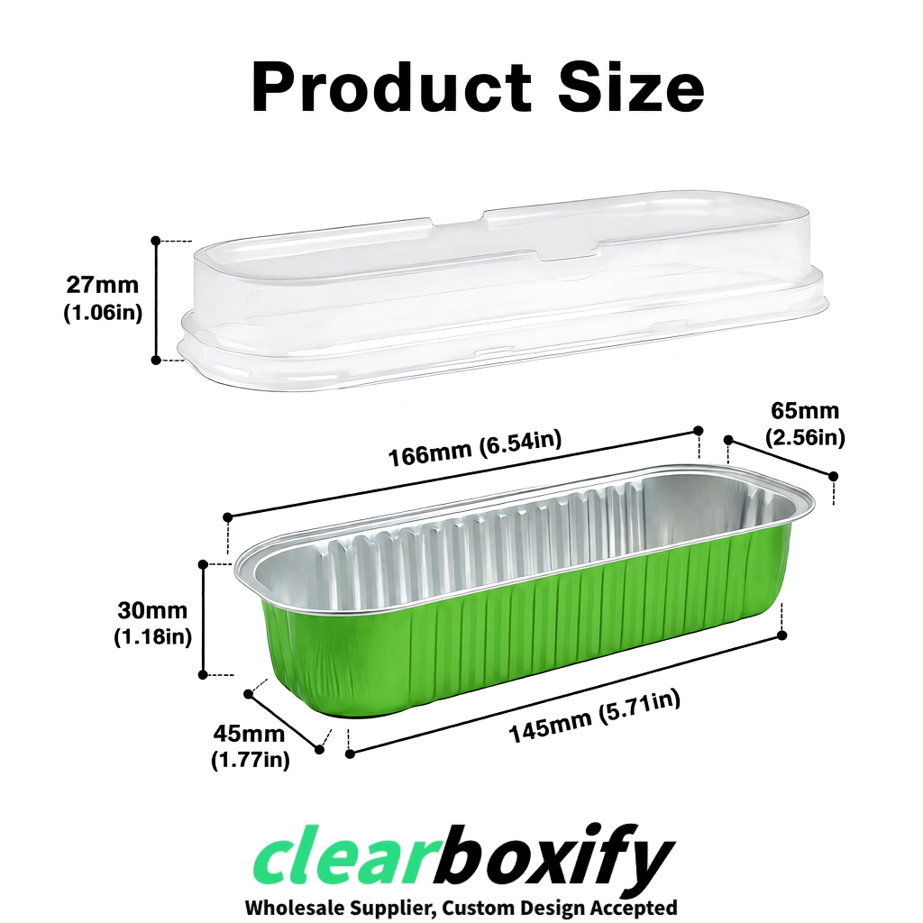 Avocado Green Mini Loaf Pans with Clear Lids 6.8oz Rectangular Aluminum Foil Baking Pans Supplier