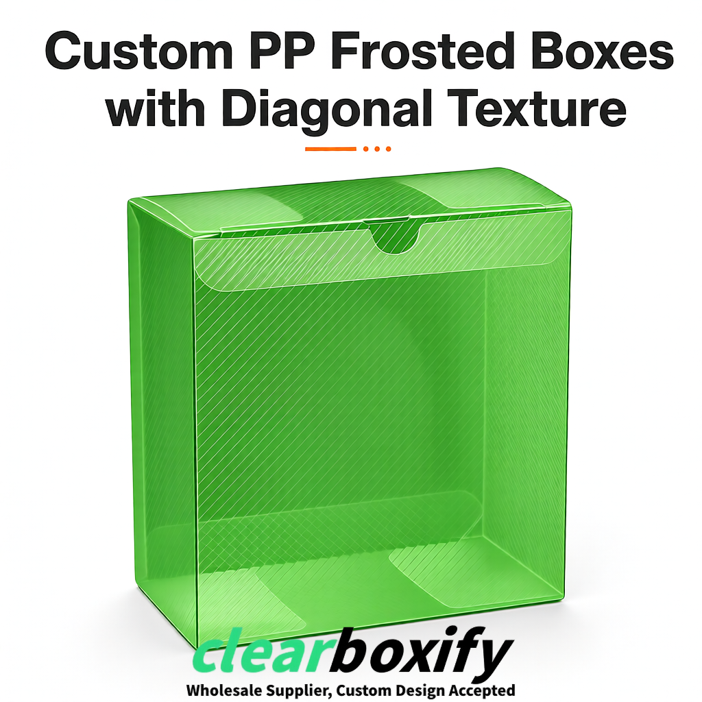 Avocado Green Matte PP Frosted & Diagonal Texture Boxes with Diagonal Texture