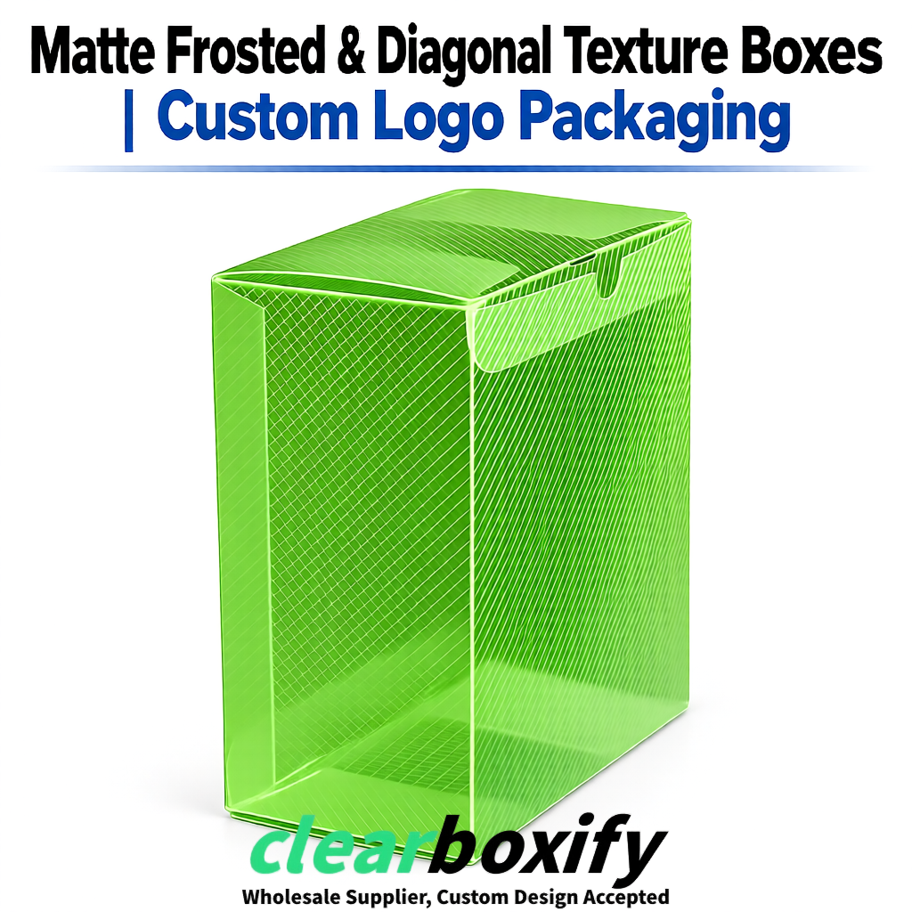 Avocado Green Matte PP Frosted & Diagonal Texture Boxes with Diagonal Texture