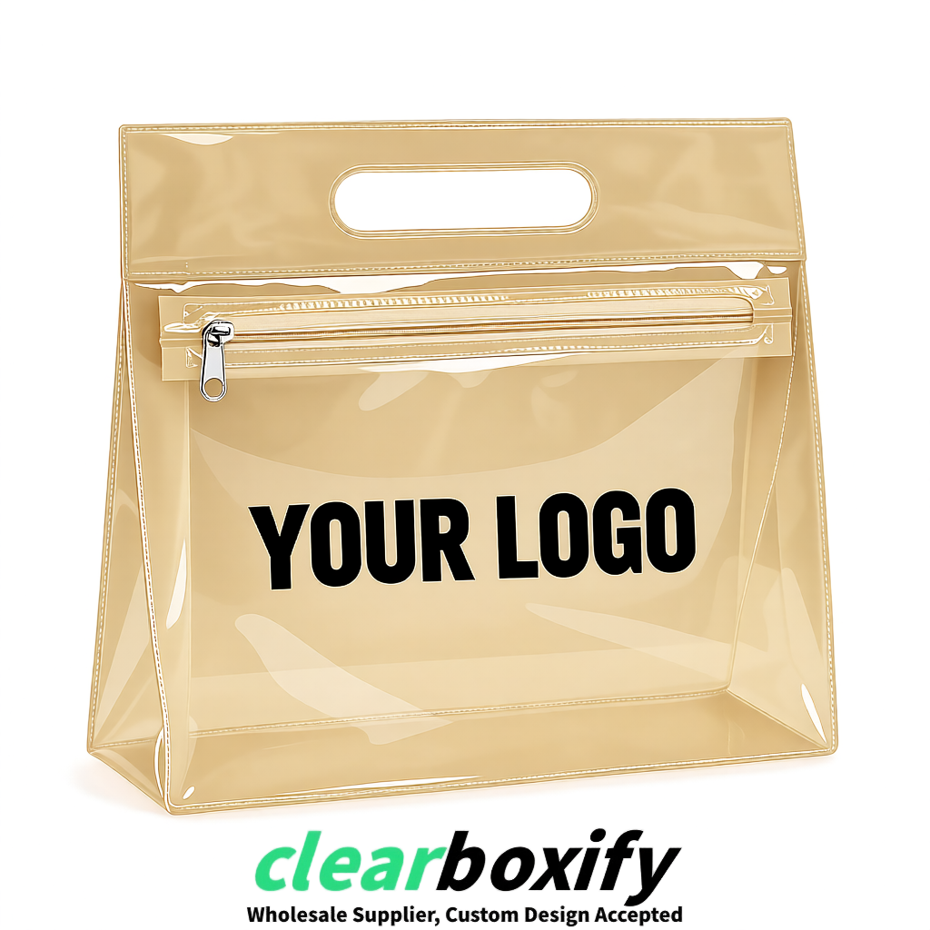 Beige EVA/PVC Cosmetic Bags | OEM/ODM Clear Zipper Makeup Pouches