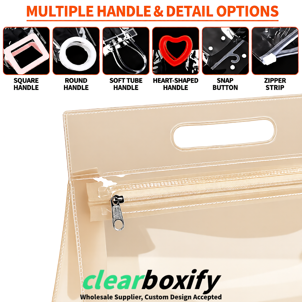 Beige EVA/PVC Cosmetic Bags | OEM/ODM Clear Zipper Makeup Pouches