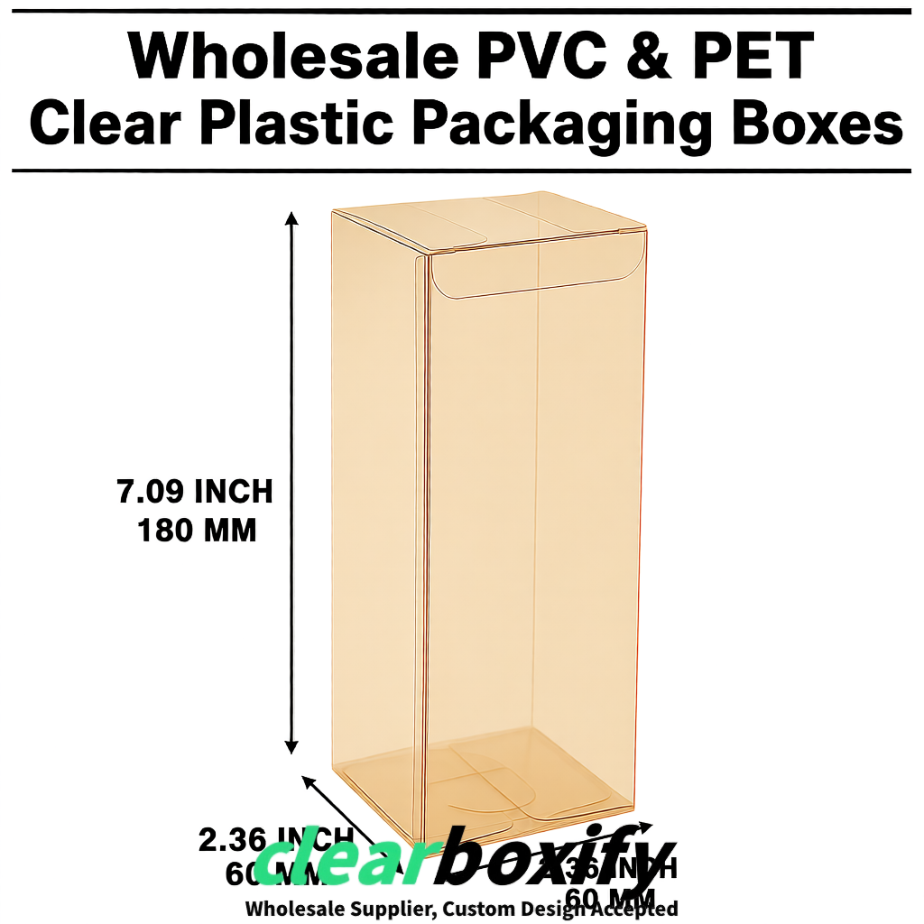 PPWR-Aligned Beige Translucent PVC & PET Boxes 60x60x180mm 76x76x76mm 70x70x70/100/120mm