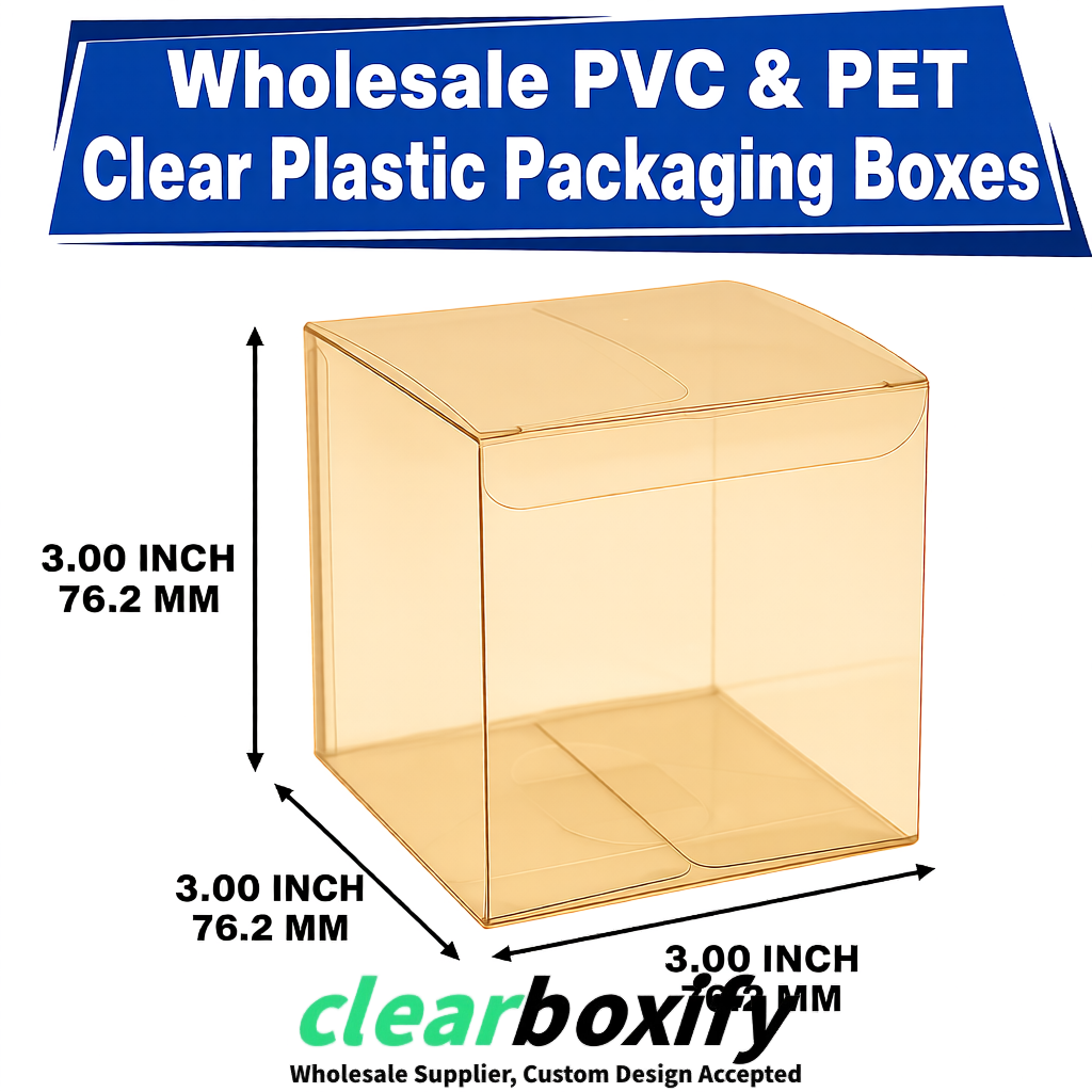 PPWR-Aligned Beige Translucent PVC & PET Boxes 60x60x180mm 76x76x76mm 70x70x70/100/120mm