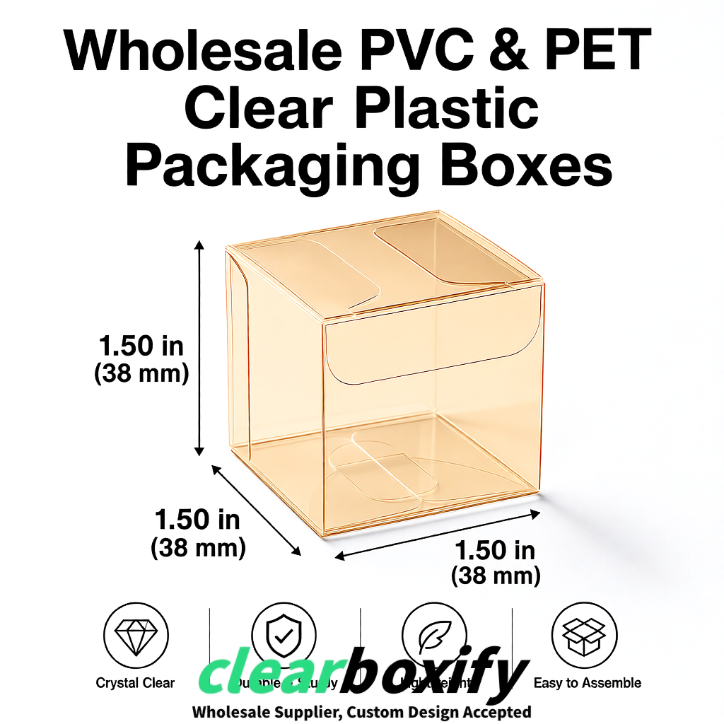 Beige Clear PVC & PET Boxes 38x38x38, 40x40x40, 50x50x50/80mm Beige Clear PVC & PET Boxes 38x38x38, 40x40x40, 50x50x50/80mm