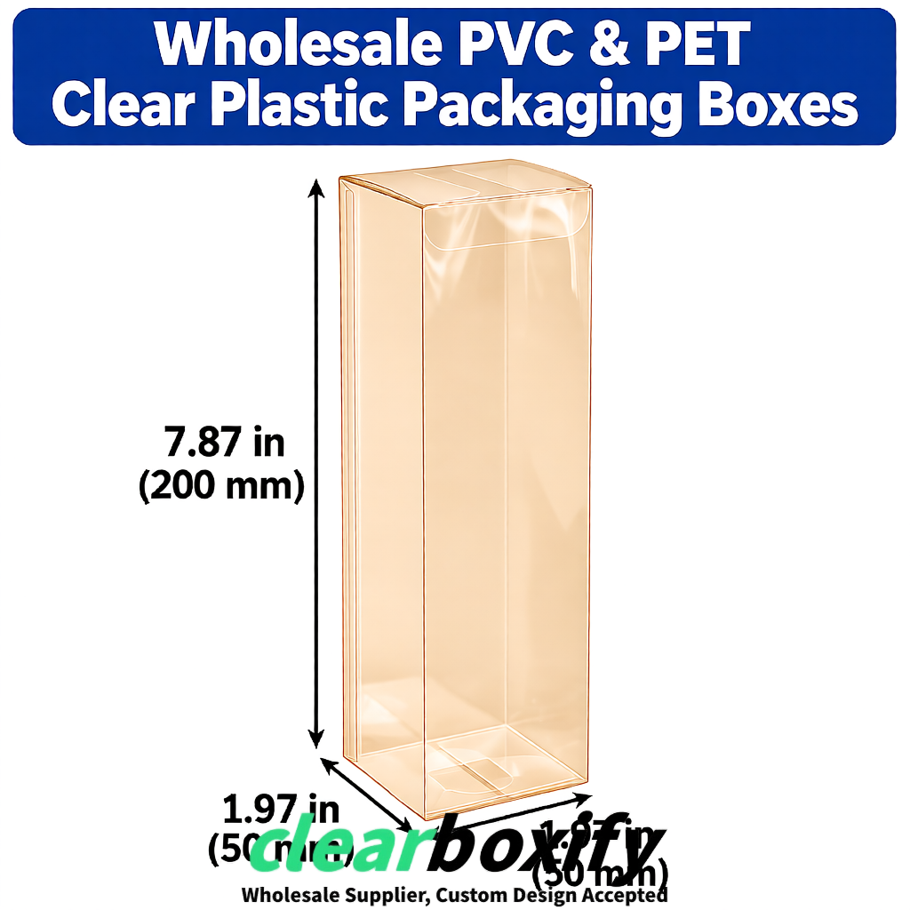 Beige Wholesale Clear PVC & PET Boxes 50x50x120/150/200mm 60x60x60/120 mm
