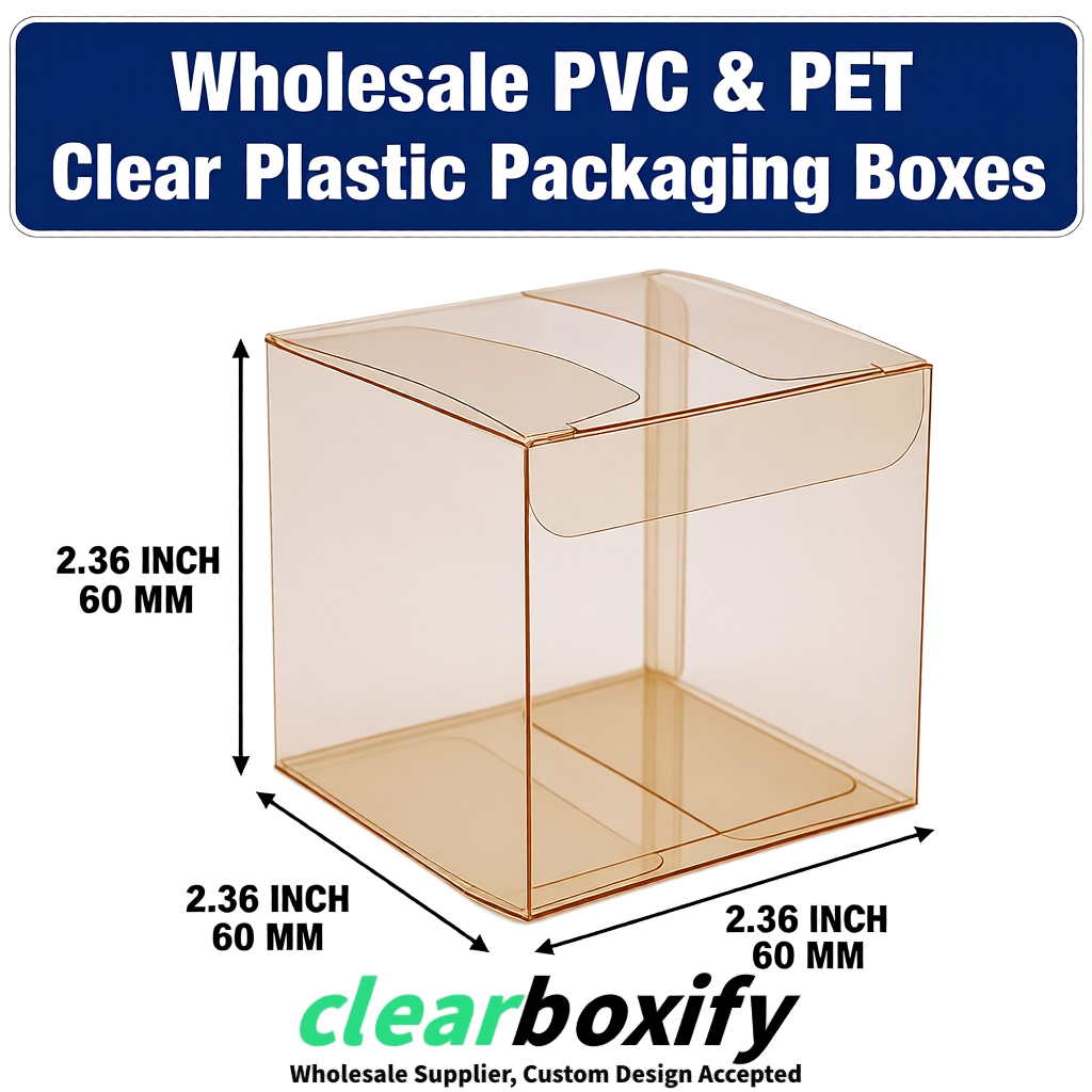 Beige Wholesale Clear PVC & PET Boxes 50x50x120/150/200mm 60x60x60/120 mm