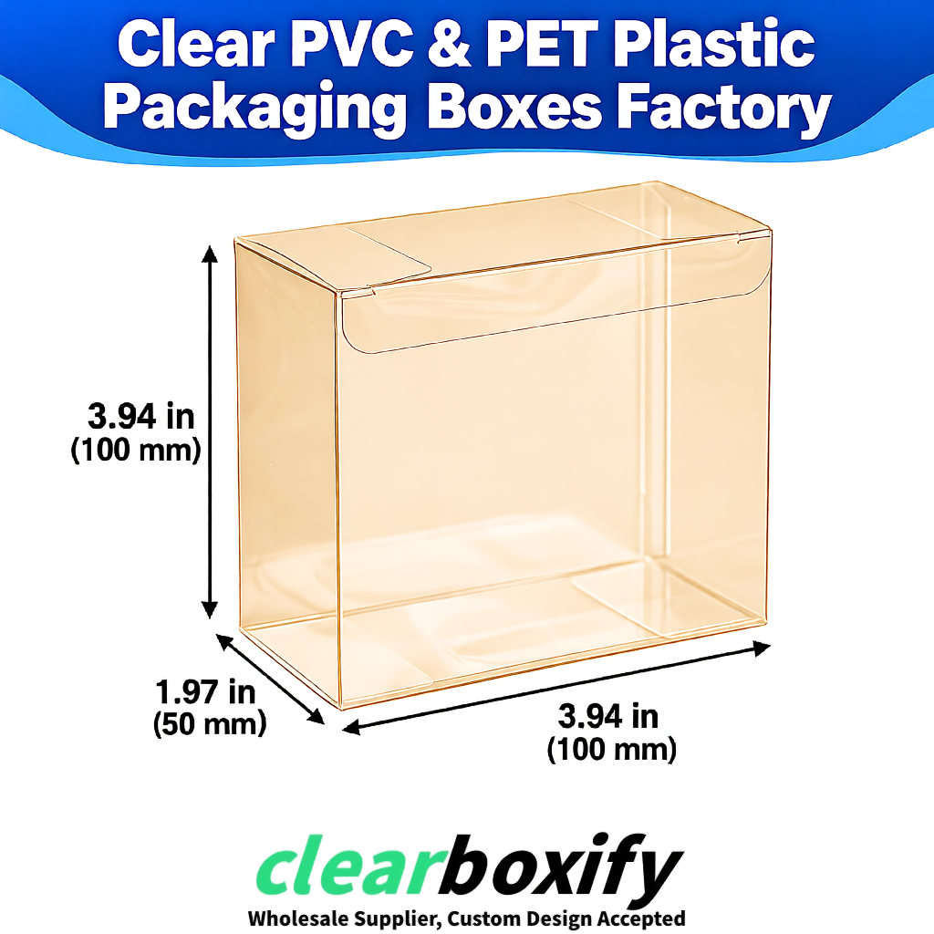 Wholesale Beige Clear PVC & PET Boxes 90x90x90mm 100x100x30/50/100mm