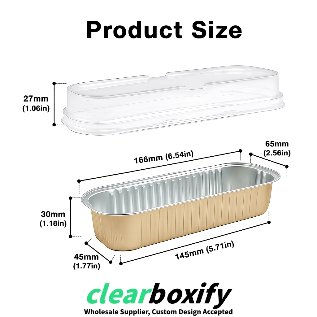 Beige Mini Loaf Pans with Clear Lids 6.8oz Rectangular Aluminum Foil Baking Pans Supplier