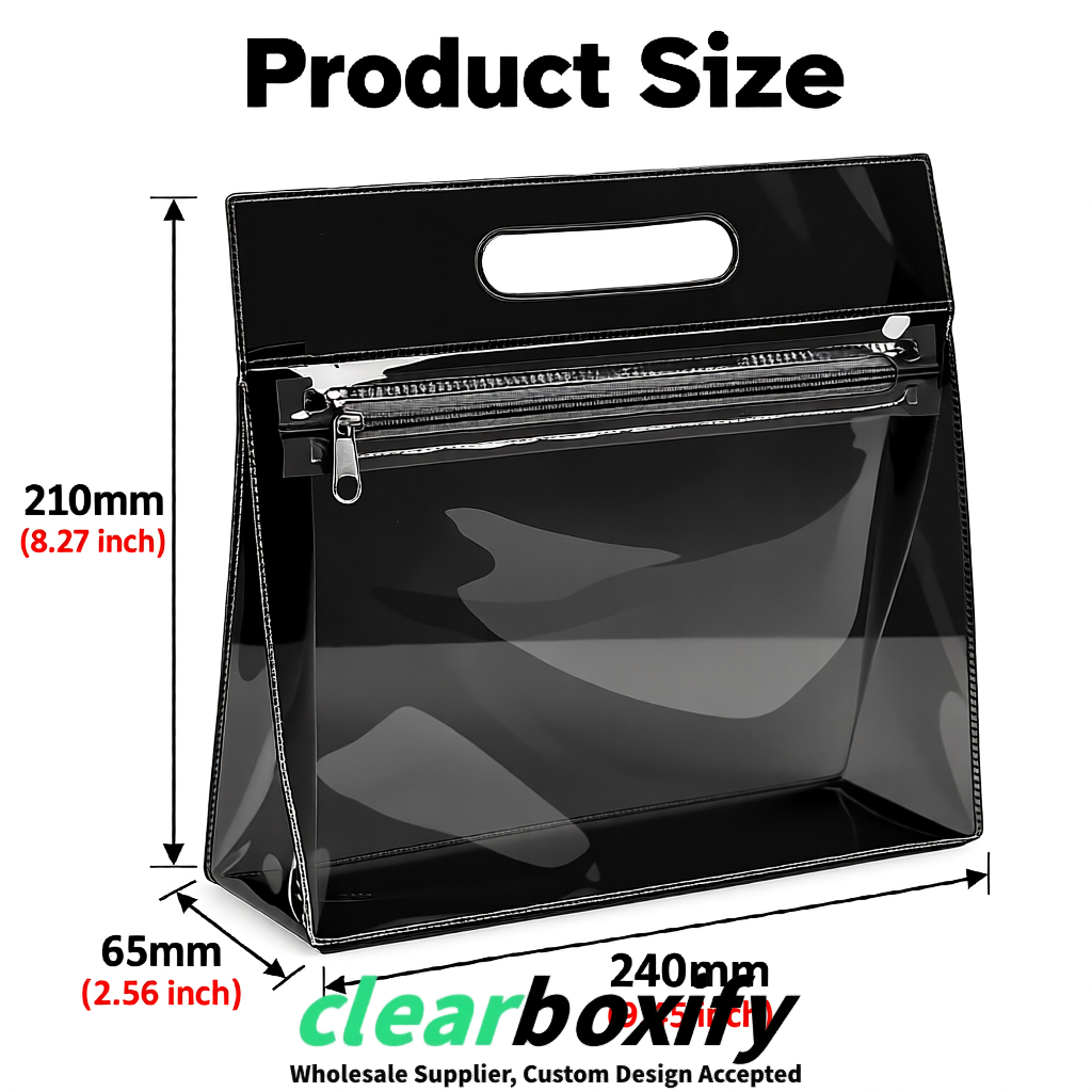 Black EVA/PVC Cosmetic Bags | OEM/ODM Clear Zipper Makeup Pouches