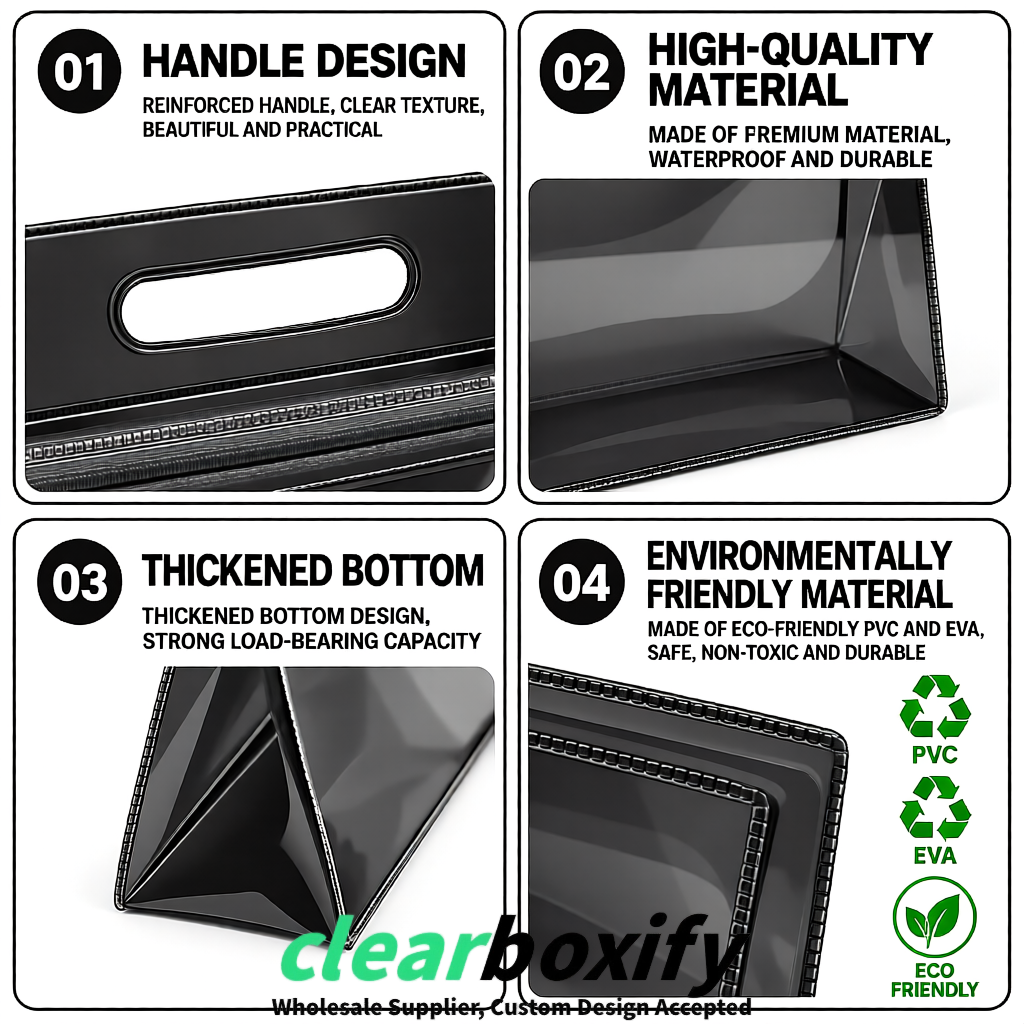 Black EVA/PVC Cosmetic Bags | OEM/ODM Clear Zipper Makeup Pouches Black EVA/PVC Cosmetic Bags | OEM/ODM Clear Zipper Makeup Pouches
