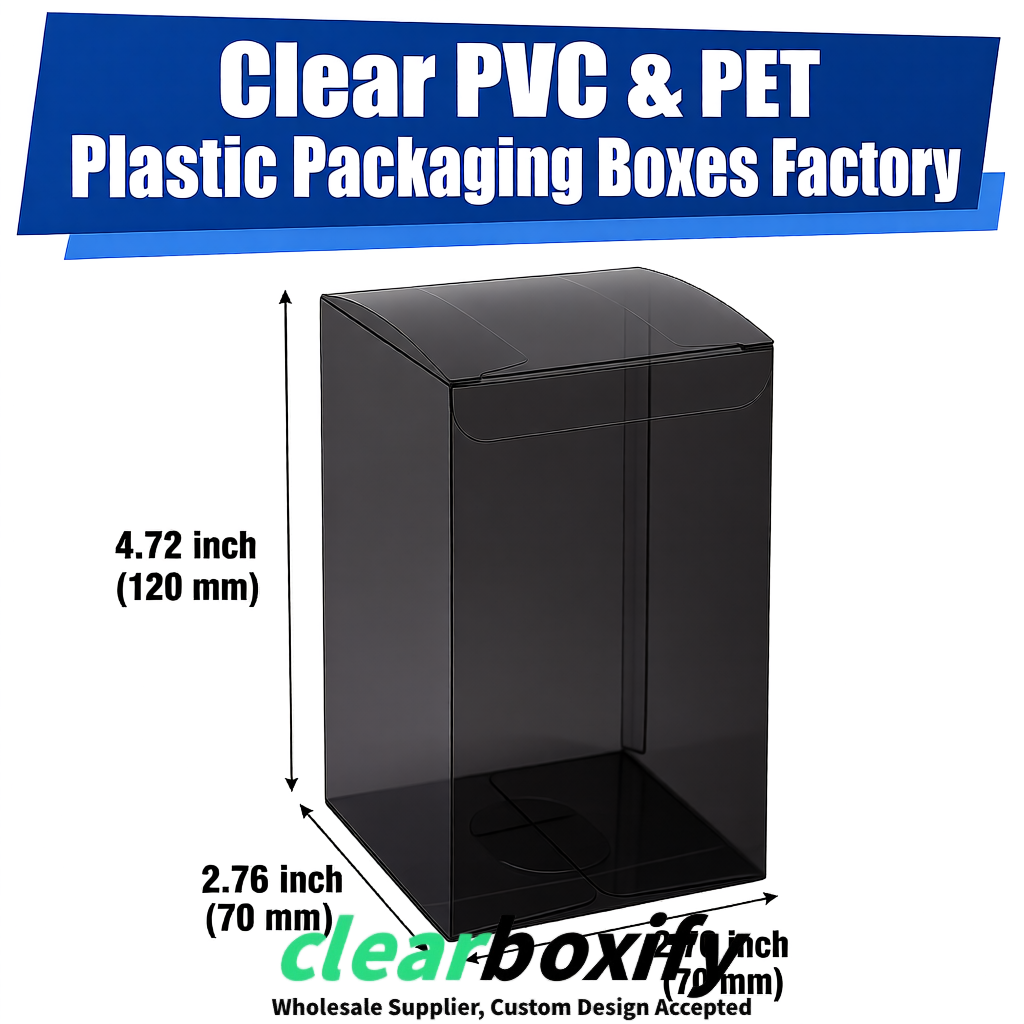 PPWR-Aligned Black Translucent PVC & PET Boxes 60x60x180mm 76x76x76mm 70x70x70/100/120mm PPWR-Aligned Black Translucent PVC & PET Boxes 60x60x180mm 76x76x76mm 70x70x70/100/120mm