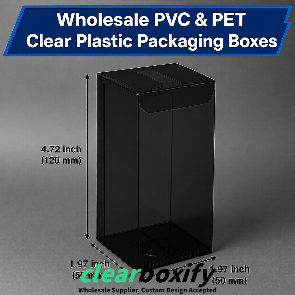 Black Wholesale Clear PVC & PET Boxes 50x50x120/150/200mm 60x60x60/120 mm