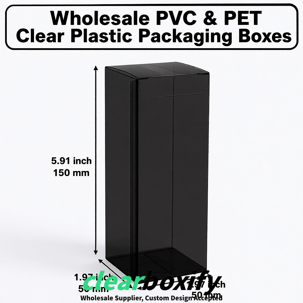 Black Wholesale Clear PVC & PET Boxes 50x50x120/150/200mm 60x60x60/120 mm
