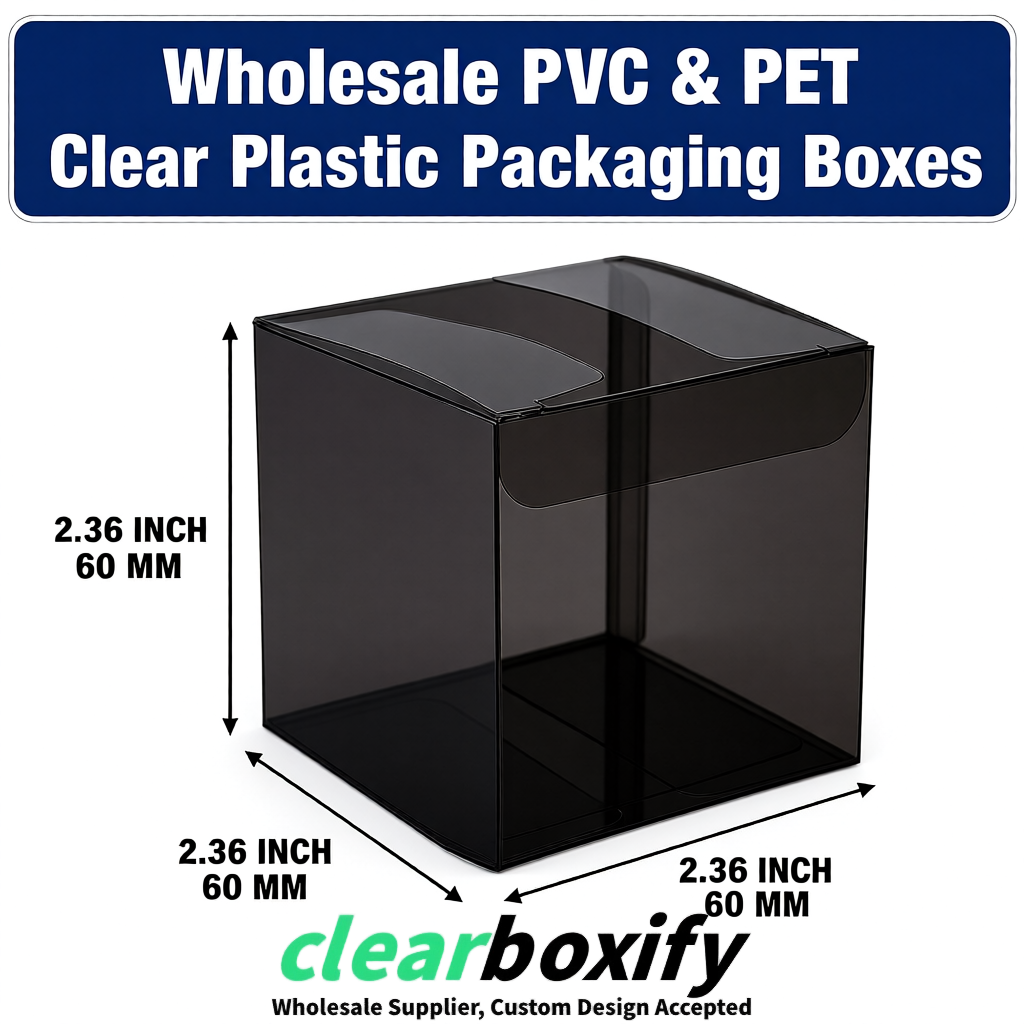 Black Wholesale Clear PVC & PET Boxes 50x50x120/150/200mm 60x60x60/120 mm