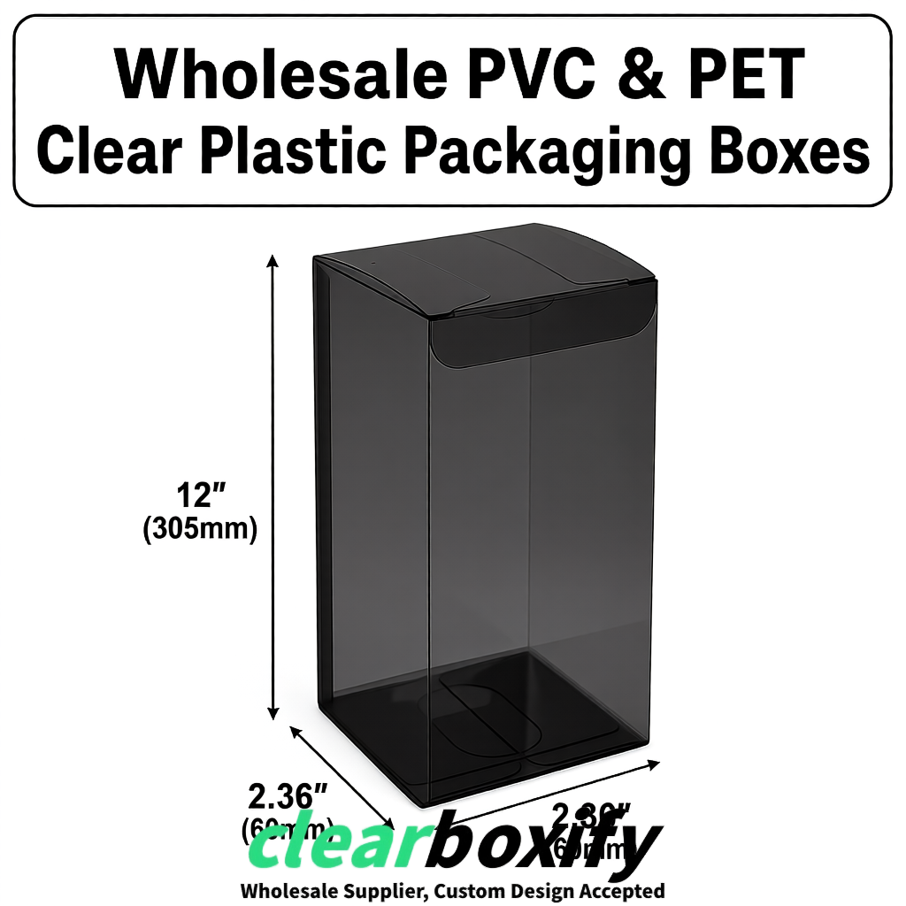 Black Wholesale Clear PVC & PET Boxes 50x50x120/150/200mm 60x60x60/120 mm Black Wholesale Clear PVC & PET Boxes 50x50x120/150/200mm 60x60x60/120 mm