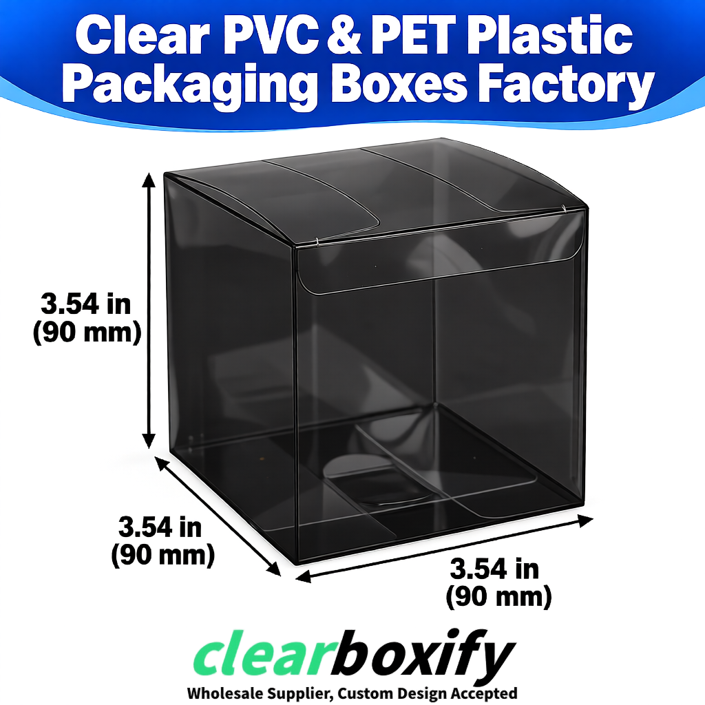 Wholesale Black Clear PVC & PET Boxes 90x90x90mm 100x100x30/50/100mm