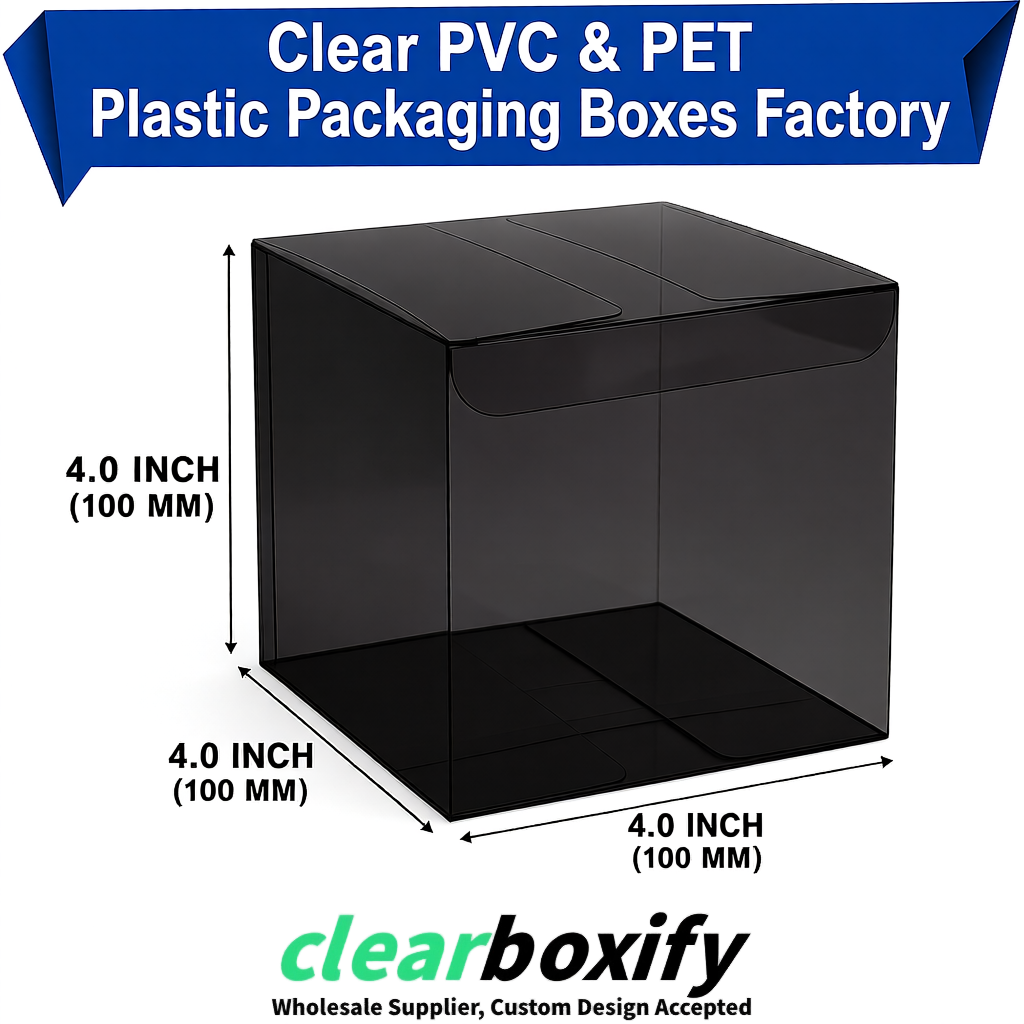 Wholesale Black Clear PVC & PET Boxes 90x90x90mm 100x100x30/50/100mm