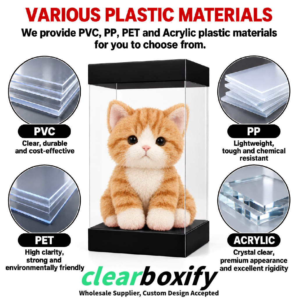 Black Clear Toy Display Boxes with White Base & Top | Wholesale Bulk Packaging